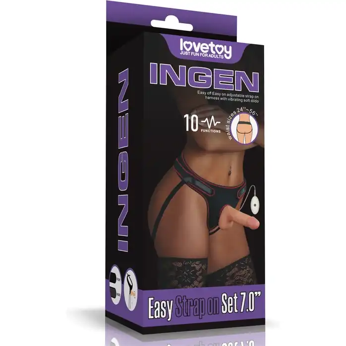 Женский страпон с вибрацией Vibrating Easy Strapon Set 7.0 - 18 см. Фотография 2.