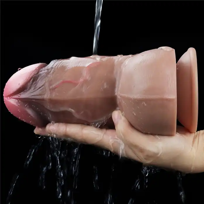 Коричневый фаллоимитатор 7.0 Dual Layered Platinum Silicone Cock - 18,2 см. Фотография 5.