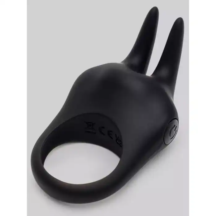 Черное эрекционное виброкольцо Sensation Rechargeable Vibrating Rabbit Love Ring - Fifty Shades of Grey