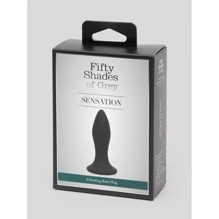 Черная анальная вибропробка Sensation Rechargeable Vibrating Butt Plug - 8,9 см - Fifty Shades of Grey. Фотография 5.