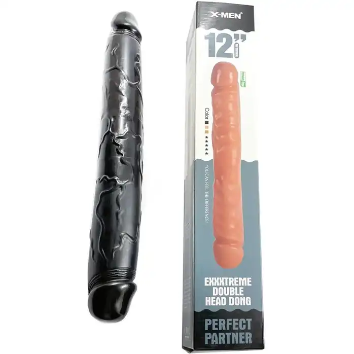 Черный двухсторонний фаллоимитатор Exxxtreme Double Head Dong - 41,3 см. Фотография 3.
