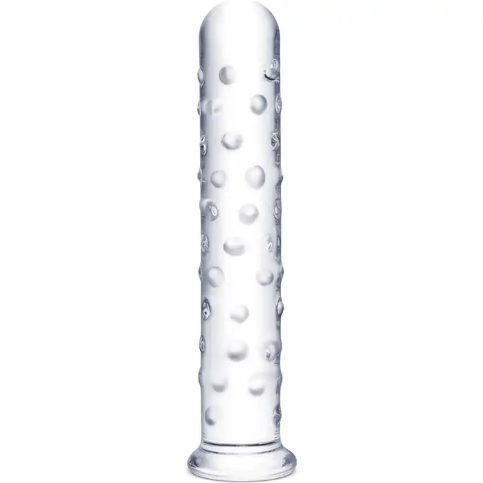 Прозрачный стеклянный фаллос с массажным рельефом 10 Extra Large Glass Dildo - 25,5 см