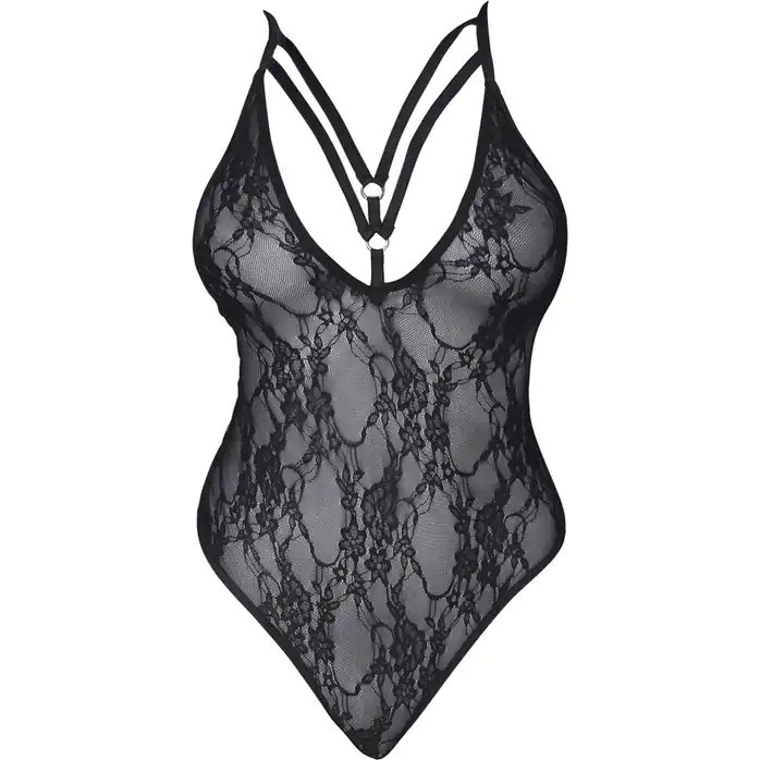 Эффектное кружевное боди со стрепами - Cottelli Collection. Фотография 4.