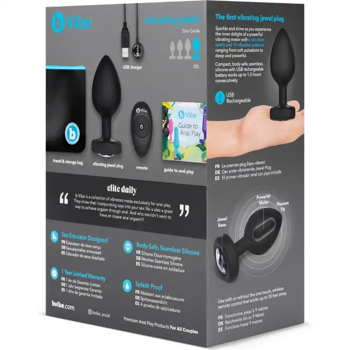 Черная вибропробка Vibrating Jewel Plug XXL - 12 см. Фотография 12.