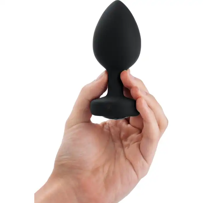 Черная вибропробка Vibrating Jewel Plug XXL - 12 см. Фотография 6.