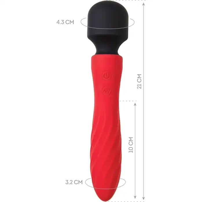 Красно-черный двусторонний вибромассажер Black Red - 21 см - Black Red. Фотография 3.