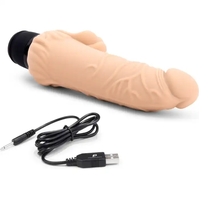 Телесный вибратор-раелистик с клиторальными лепестками 7 Realistic Vibrator - 21,5 см. Фотография 3.