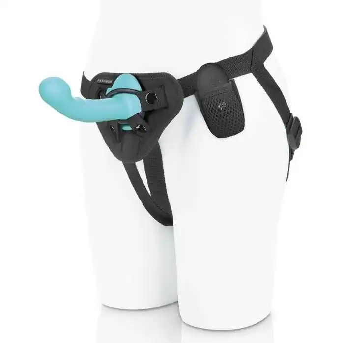 Голубая изогнутая насадка 6in Remote Control Ripple P-Spot G-Spot на черных трусиках - 16 см