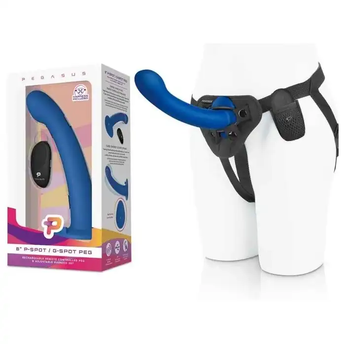 Синяя насадка Remote Control P-Spot G-Spot с черными трусиками - 20 см. Фотография 3.