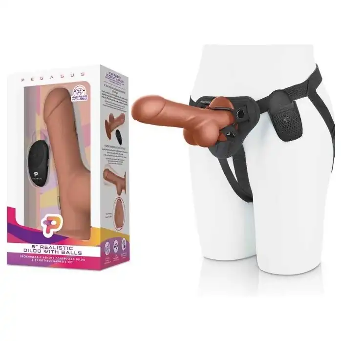 Реалистичный страпон с радиоуправлением Remote Control Realistic - 21 см. Фотография 3.