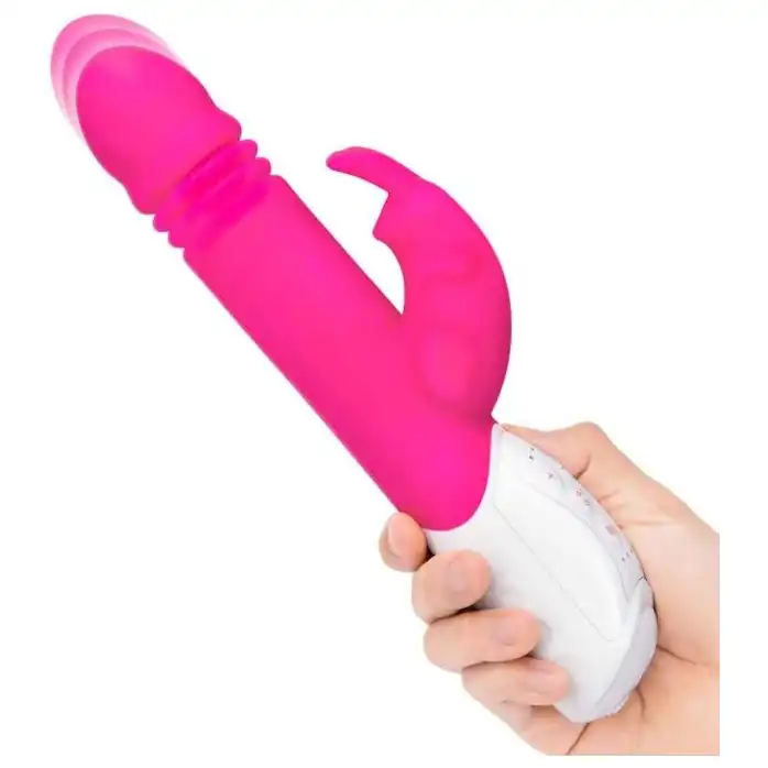 Розовый пульсирующий вибромассажер G-Spot Thrusting Rabbit - 24 см. Фотография 3.