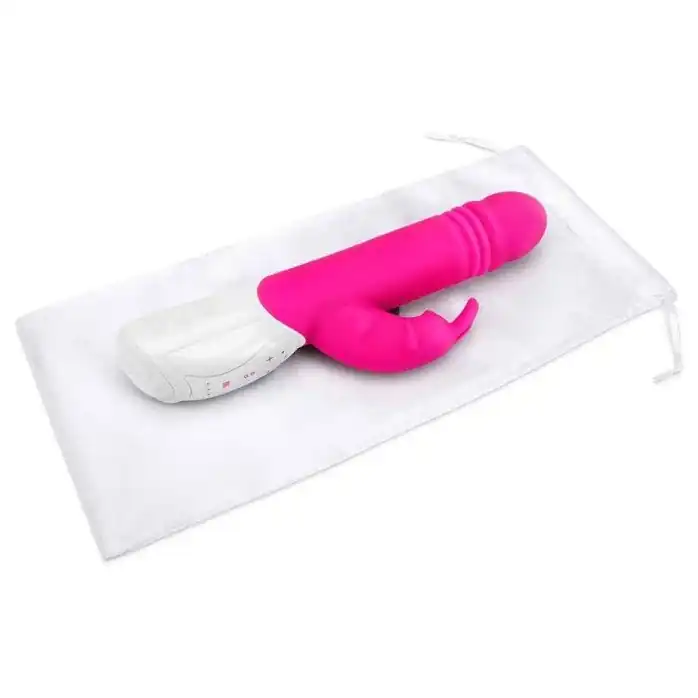 Розовый пульсирующий вибромассажер G-Spot Thrusting Rabbit - 24 см. Фотография 4.