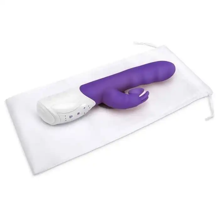 Фиолетовый вибромассажер с клиторальной стимуляцией Clitoral Suction Rabbit - 24,5 см. Фотография 4.