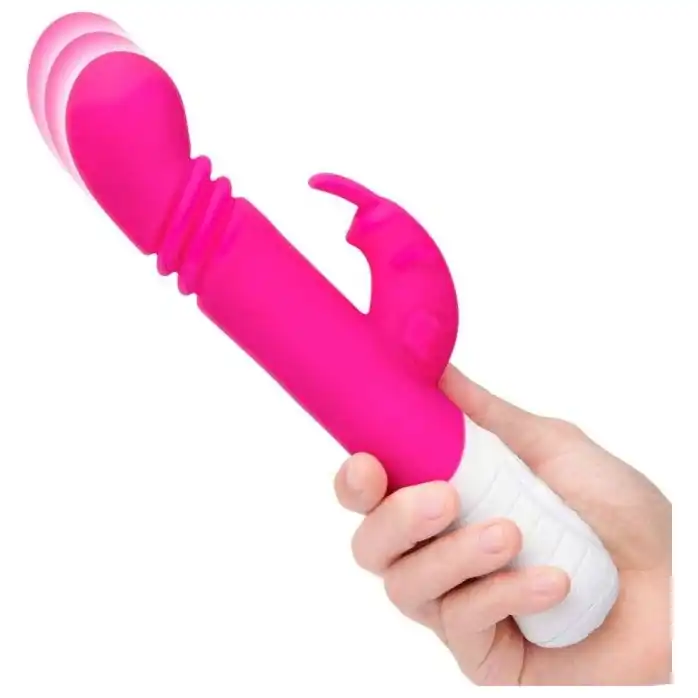 Розовый массажер для G-точки Slim Shaft thrusting G-spot Rabbit - 23 см. Фотография 3.
