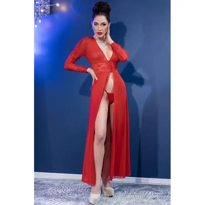 Шикарный длинный пеньюар из прозрачной вуали. Фотография 2.