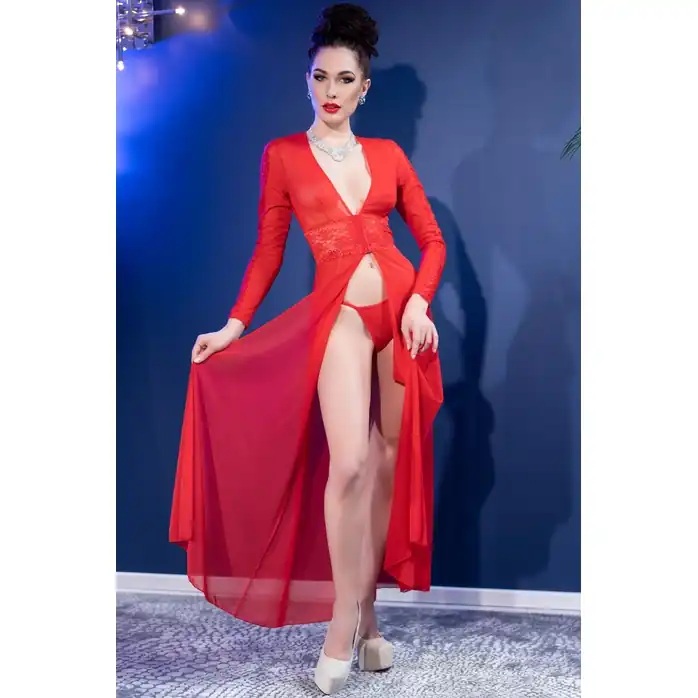 Шикарный длинный пеньюар из прозрачной вуали. Фотография 4.