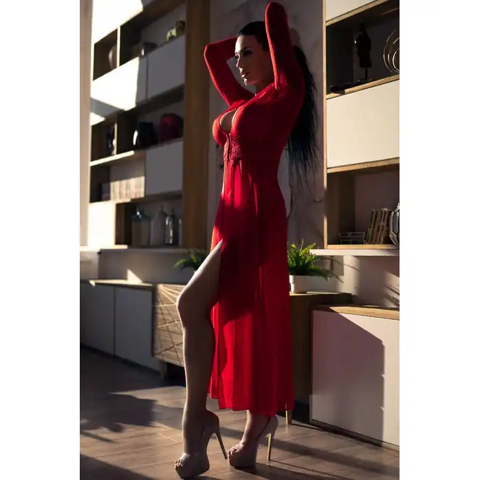 Шикарный длинный пеньюар из прозрачной вуали. Фотография 6.
