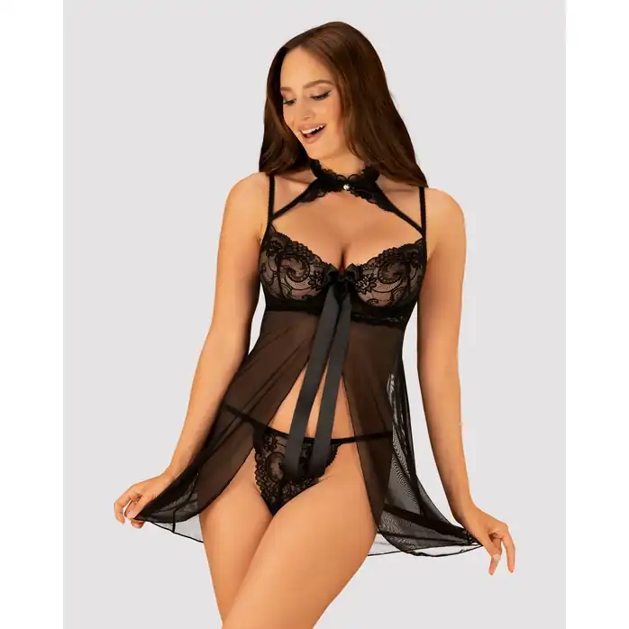Полупрозрачная сорочка Elizenes с кружевным лифом - Sexy