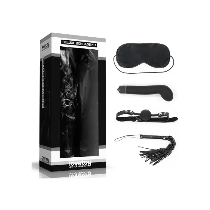 БДСМ-набор Deluxe Bondage Kit: маска, вибратор, кляп, плётка. Фотография 4.