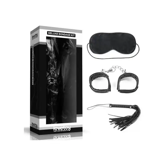 БДСМ-набор Deluxe Bondage Kit для игр: маска, наручники, плётка