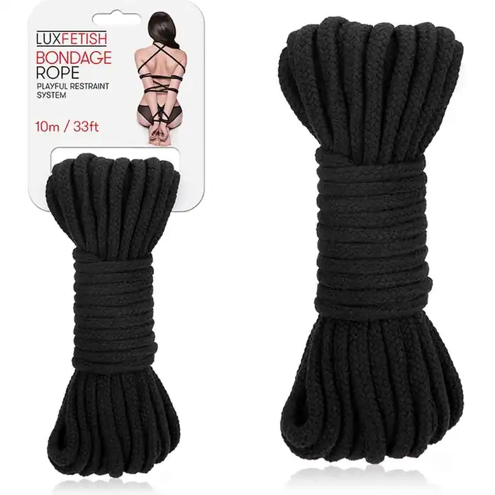 Черная хлопковая веревка для связывания Bondage Rope - 10 м. Фотография 3.