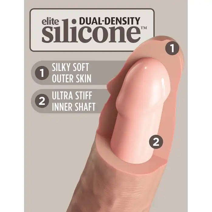 Телесный фаллоимитатор-реалистик King Cock Ellite Dual Density - 28 см - King Cock Elite. Фотография 5.