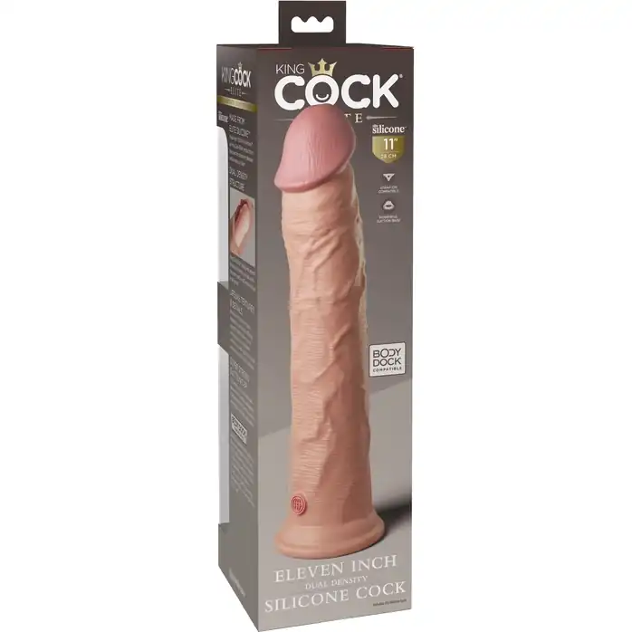 Телесный фаллоимитатор-реалистик King Cock Ellite Dual Density - 28 см - King Cock Elite. Фотография 7.