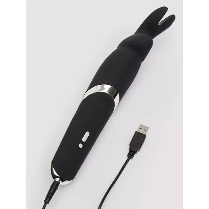 Черный вибратор Rabbit Rechargeable Wand Vibrator - 26,7 см. Фотография 5.