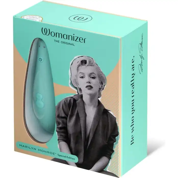 Мятный бесконтактный клиторальный стимулятор Womanizer Marilyn Monroe Special Edition. Фотография 3.