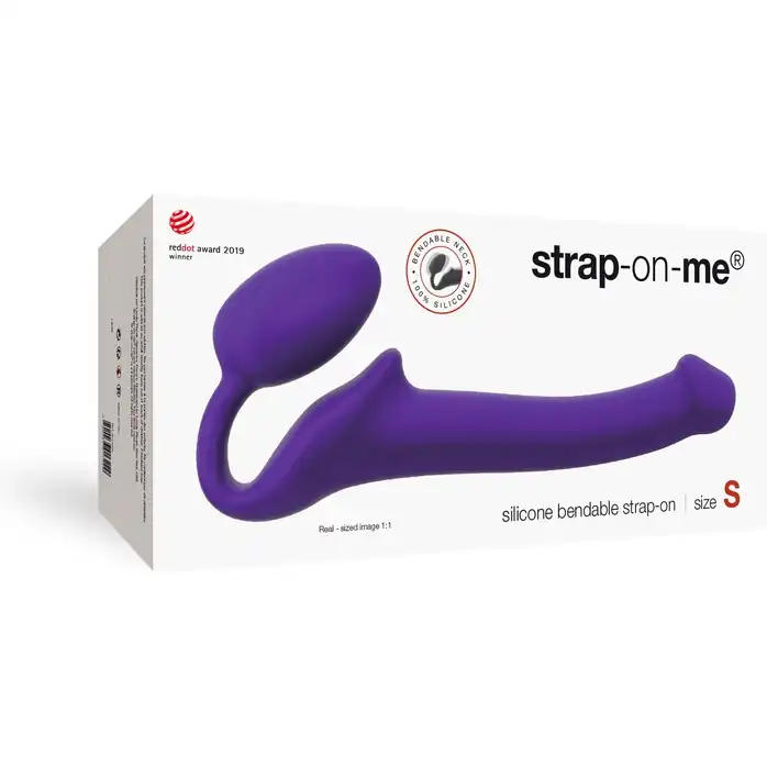 Фиолетовый безремневой страпон Silicone Bendable Strap-On - size S. Фотография 4.