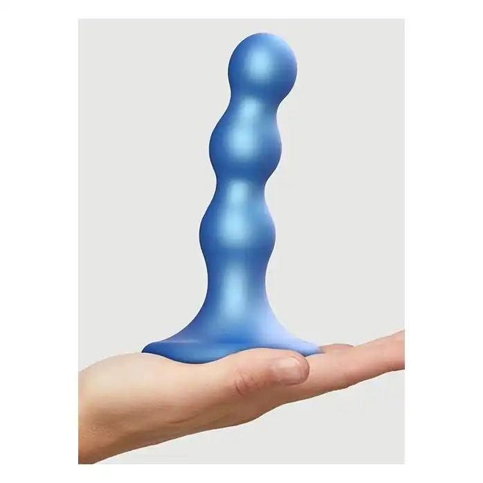 Голубая насадка Strap-On-Me Dildo Plug Balls size S. Фотография 3.