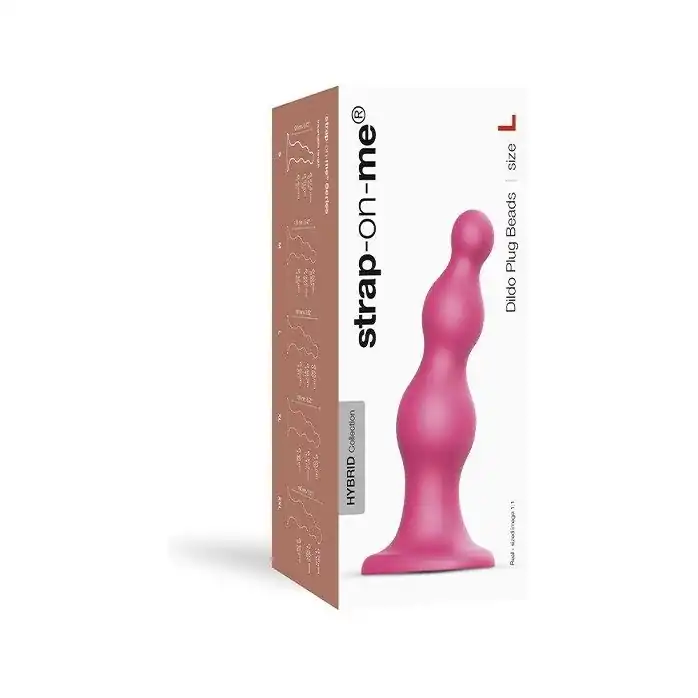 Розовая насадка Strap-On-Me Dildo Plug Beads size L. Фотография 2.