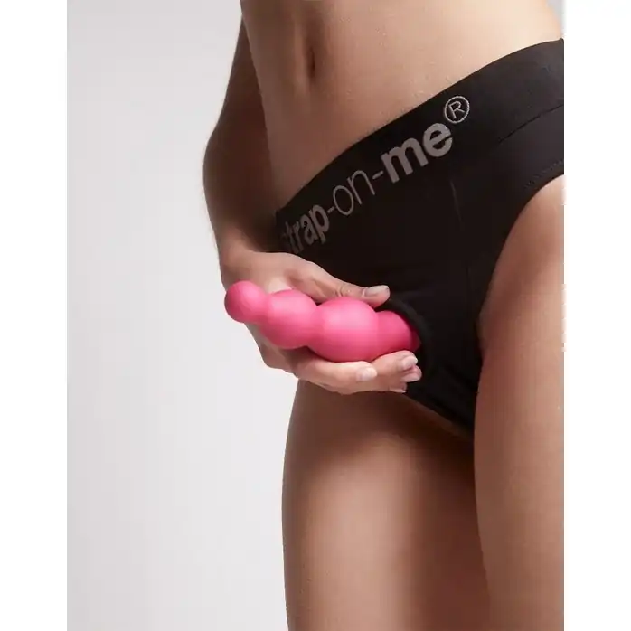 Розовая насадка Strap-On-Me Dildo Plug Beads size L. Фотография 4.