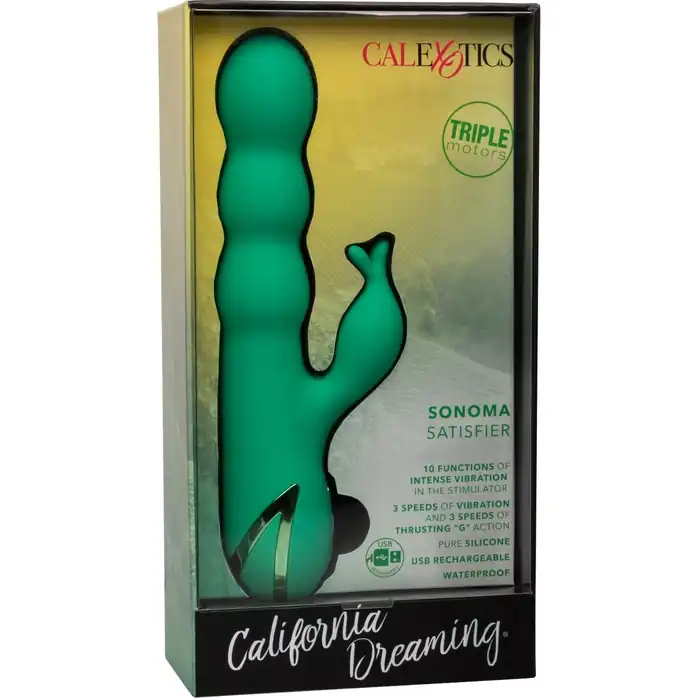 Зеленый вибромассажер-кролик Sonoma Satisfier - California Dreaming. Фотография 10.