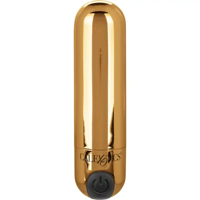 Золотистая вибропуля в чехле для хранения Rechargeable Hideaway Bullet - 7,5 см