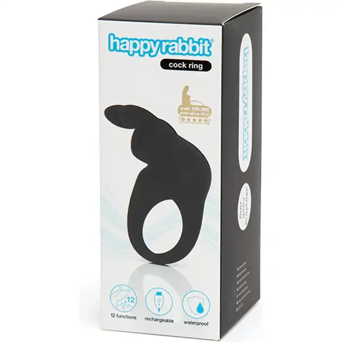 Черное эрекционное виброкольцо Happy Rabbit Rechargeable Rabbit Cock Ring. Фотография 2.
