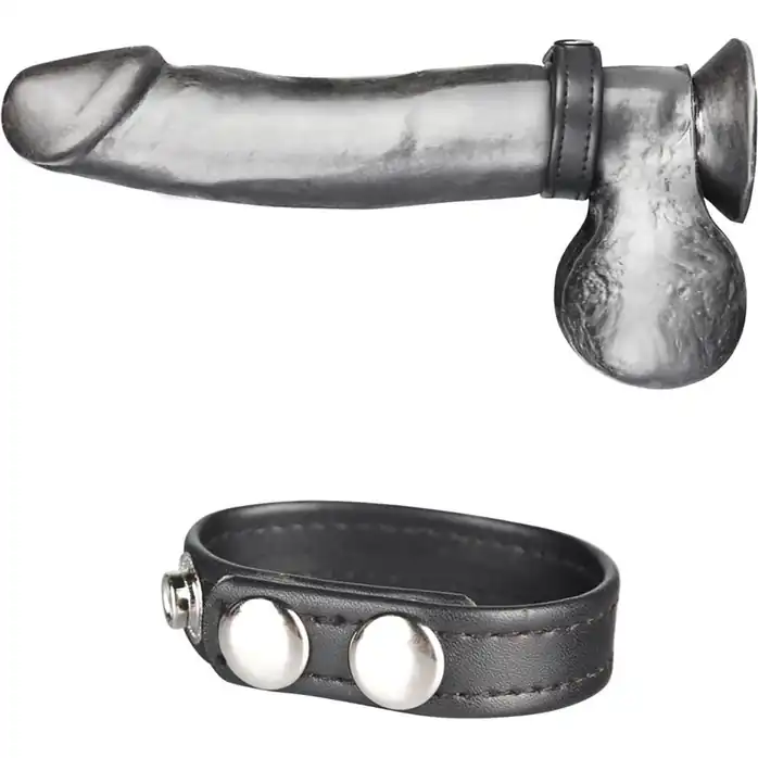 Кольцо на пенис из искусственной кожи на клепках SNAP COCK RING