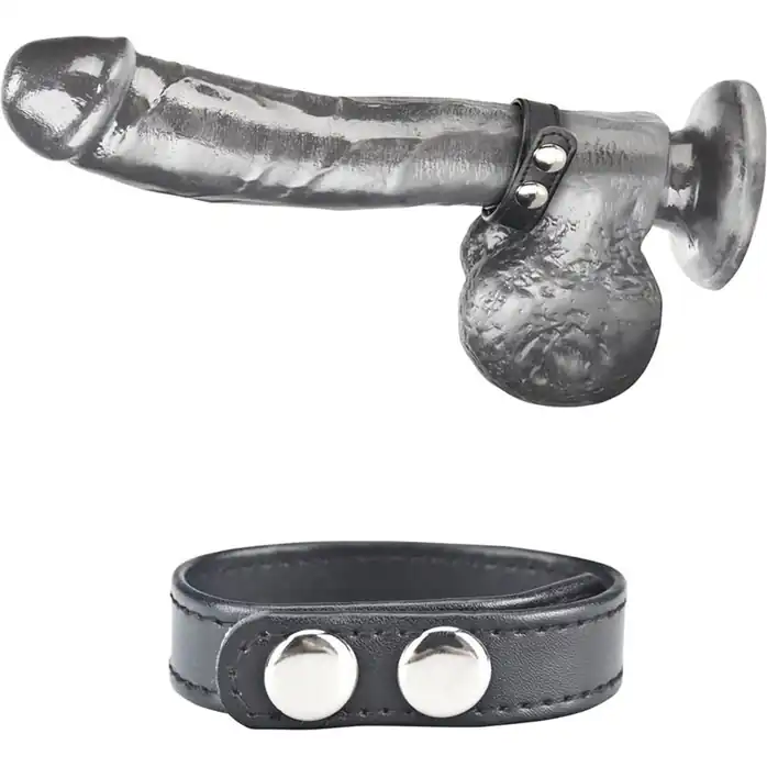 Кольцо на пенис SNAP COCK RING из искусственной кожи на клепках