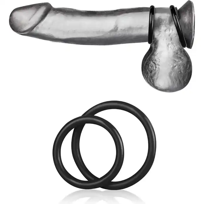 Набор из двух черных силиконовых колец разного диаметра SILICONE COCK RING SET