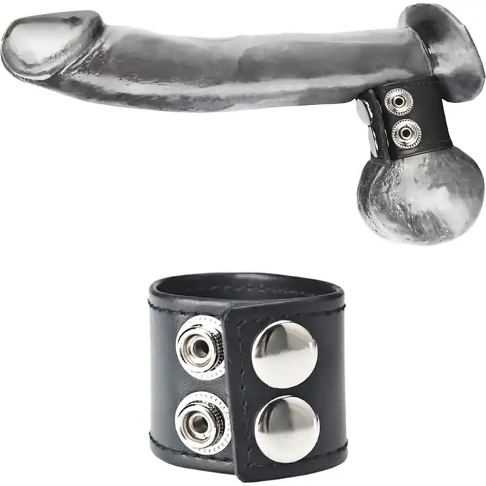 Хомут-утяжка для мошонки из искусственной кожи на клепках SNAP BALL STRETCHER