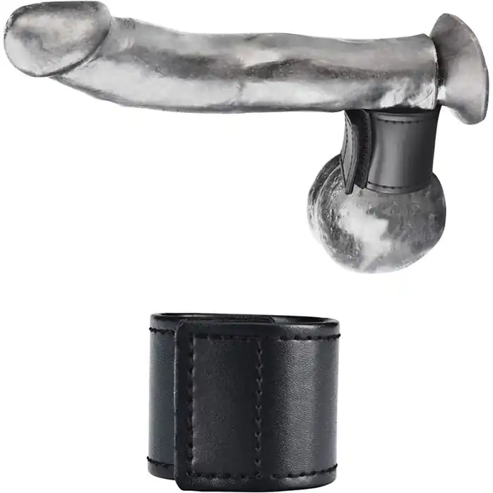 Хомут-утяжка для мошонки из искусственной кожи на липучке VELCRO BALL STRETCHER- 4 см