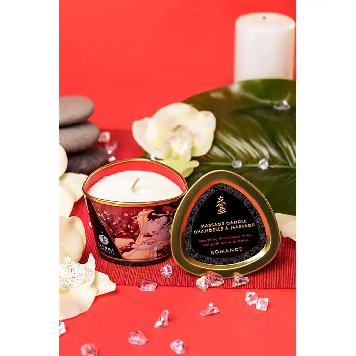 Массажная свеча Sparkling Strawberry Wine с ароматом клубничного вина - 170 мл. Фотография 10.