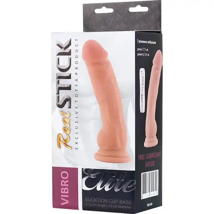 Телесный вибратор на присоске - 17,5 см - RealStick Elite. Фотография 9.