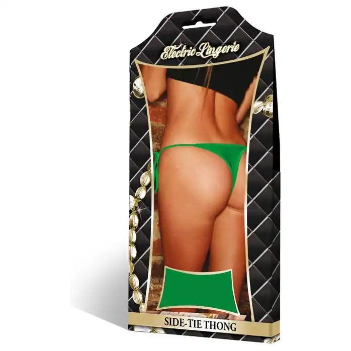 Неоновые стринги на завязках - Electric Clubwear. Фотография 4.