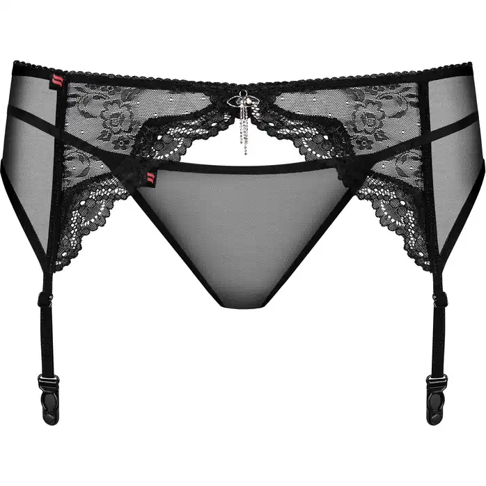 Кружевной пояс для чулок Charms с украшением из сверкающих кристаллов - Sexy. Фотография 3.