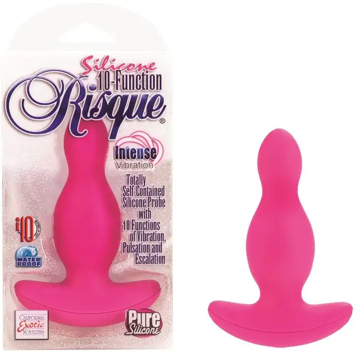 Розовый анальный плаг из силикона с 10 функциями SILICONE RISQUE - 10 см - Risqué