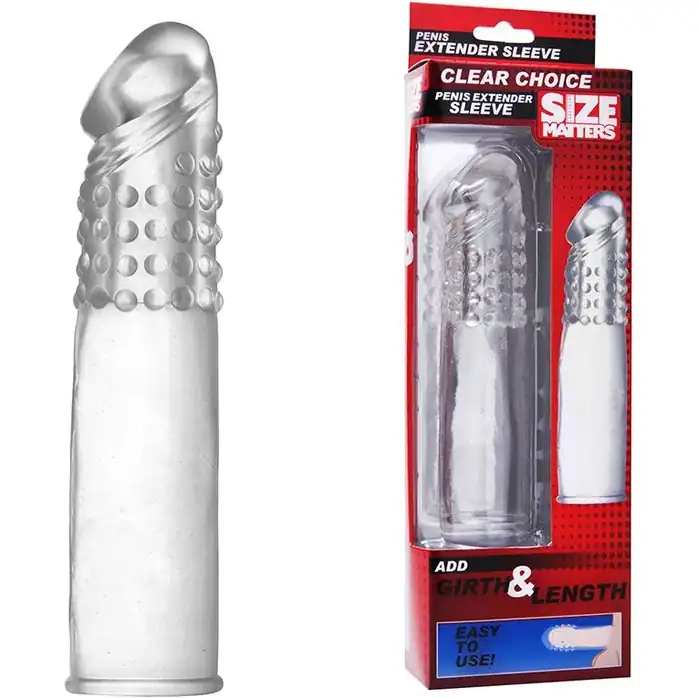 Прозрачная насадка с массажными точками Size Matters - 17,8 см - Size Matters. Фотография 2.