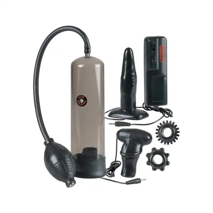 Набор для мужчин Hard Mans Tool Kit: вакуумная помпа, анальная пробка, эрекционные кольца и виброяичко - Pumps. Фотография 2.