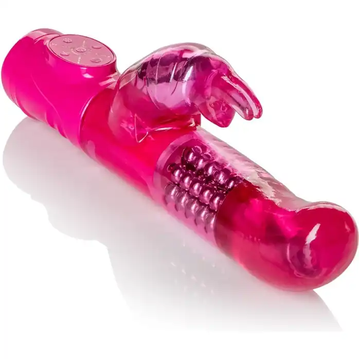 Розовый вибромассажер Advanced G Jack Rabbit с клиторальным зайчиком - 18 см - Jack Rabbits. Фотография 4.