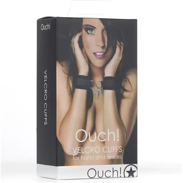 Черные наручники Velcro Cuffs - Ouch!. Фотография 3.